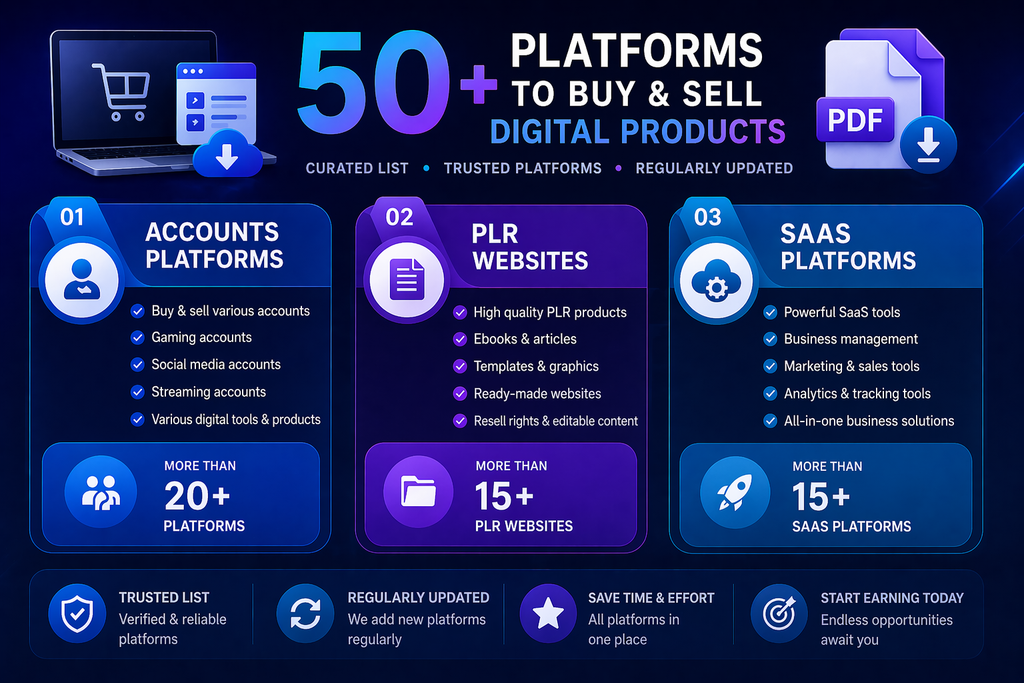 50 Platforms for Buy and Sell Digital Products